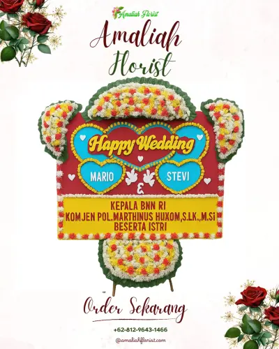 Karangan Papan Bunga Pernikahan di Kemplong